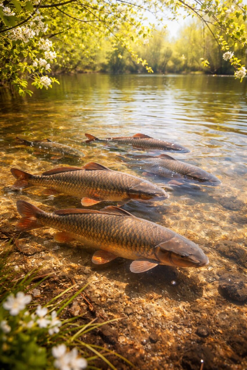 Afbeelding van een school karpers